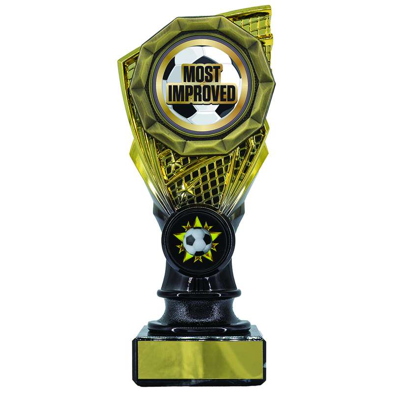 Shard Holder Trophy with Most Improved Trim 150mm – Gold/Black